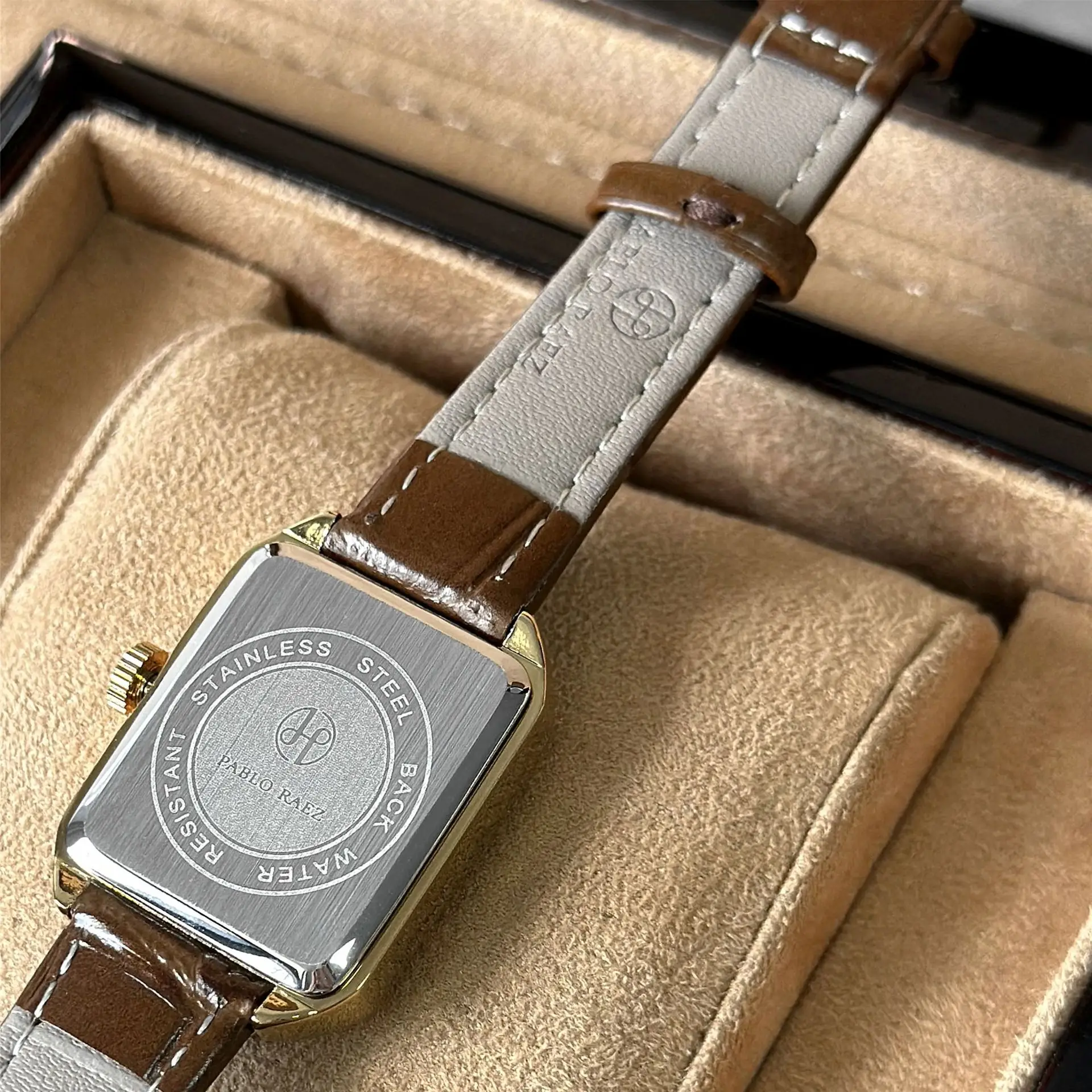 Women's Square Green Watch with Gold Strap - Image 7