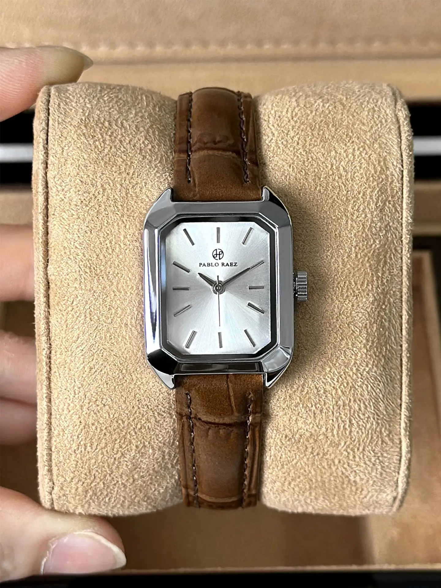 Women's Square Green Watch with Gold Strap — feature 19