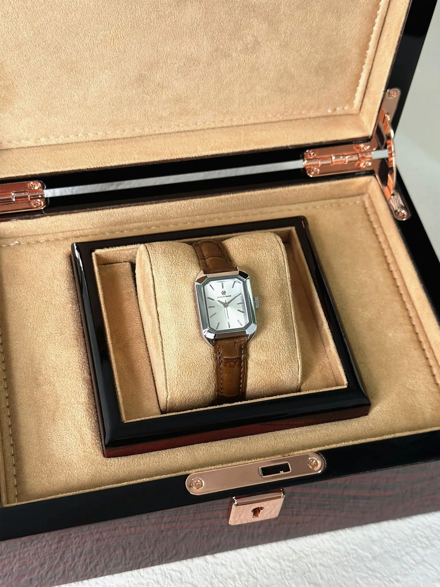 Women's Square Green Watch with Gold Strap — feature 20