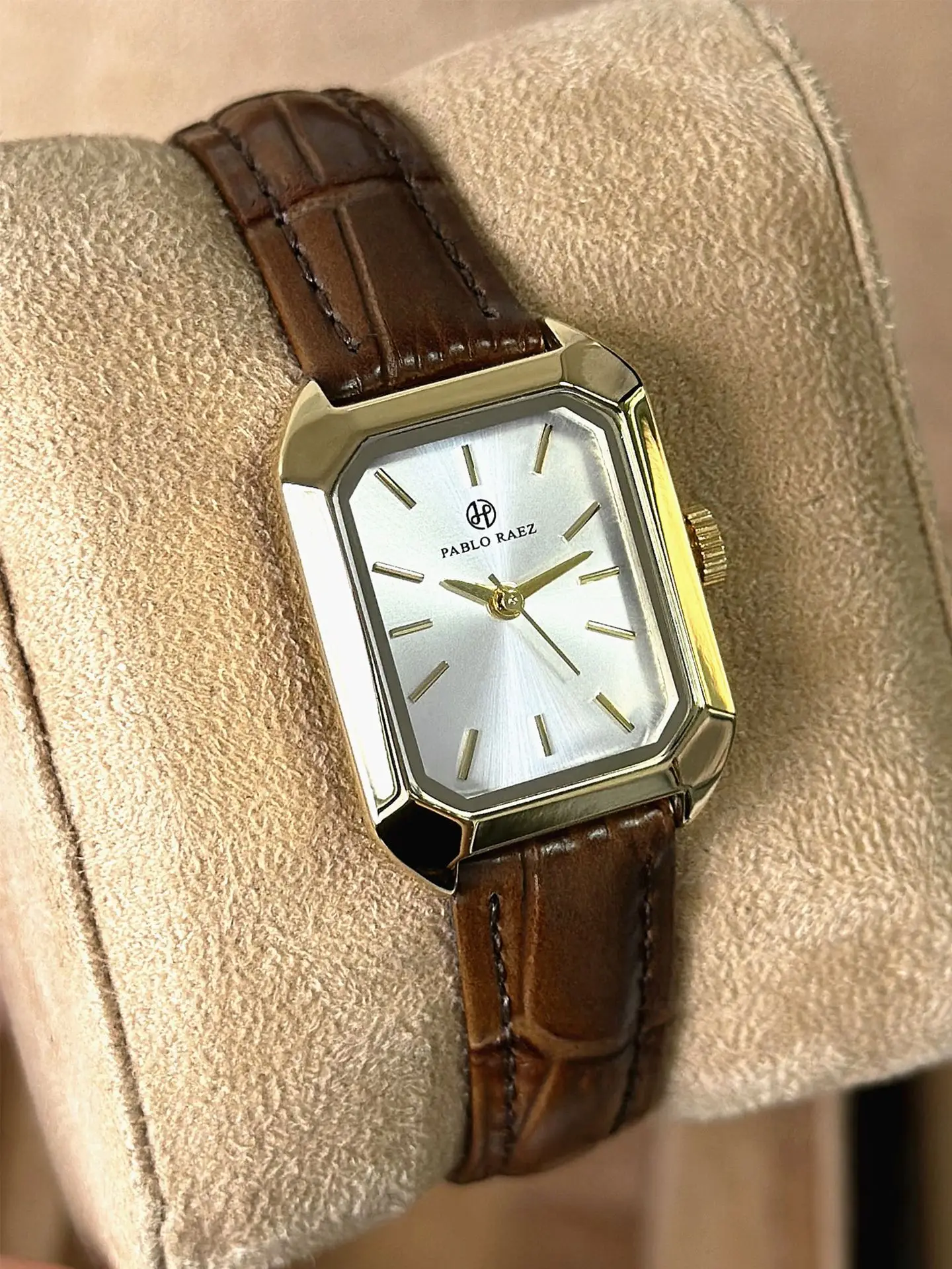 Women's Square Green Watch with Gold Strap — feature 7