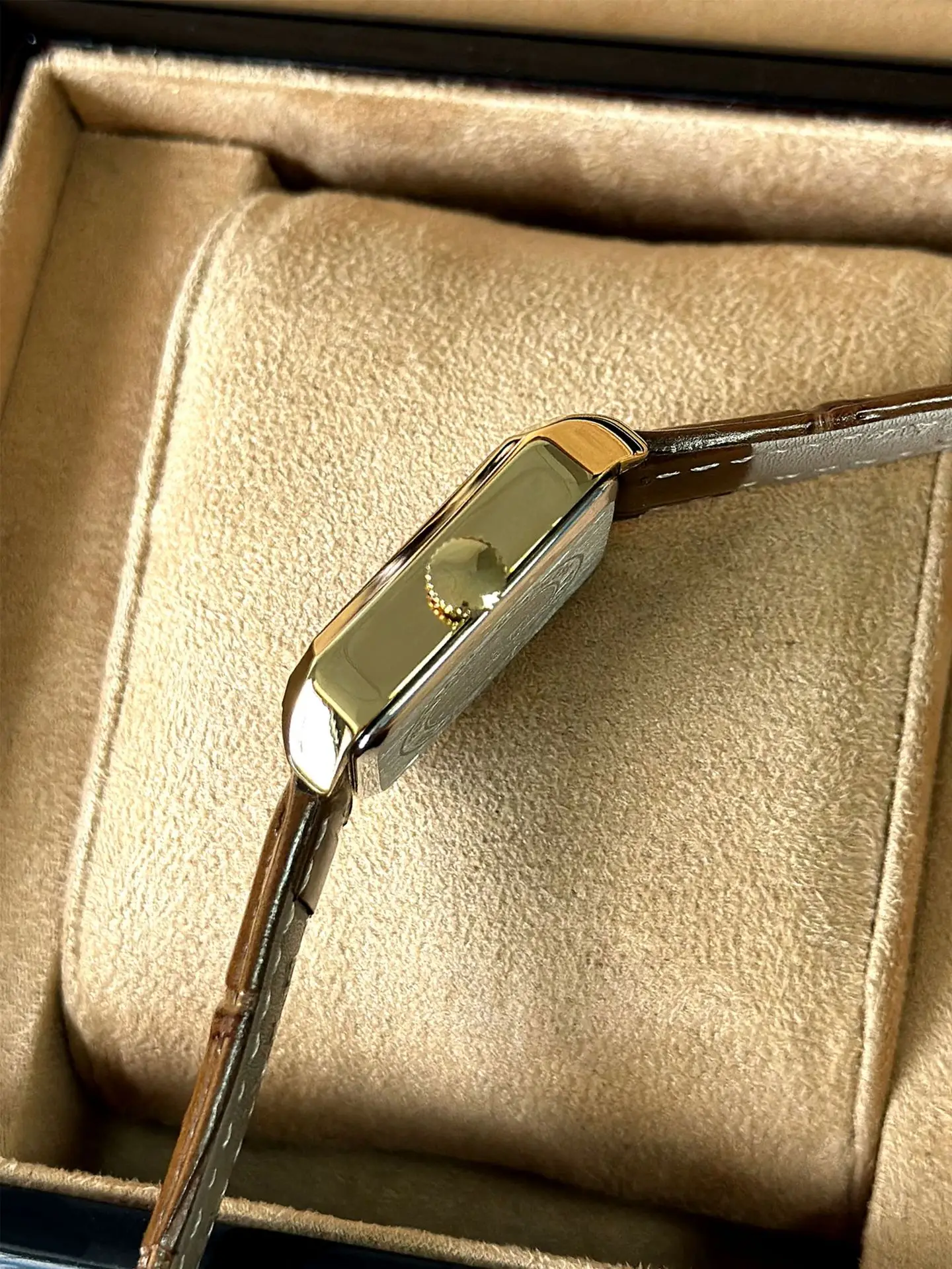 Women's Square Green Watch with Gold Strap — feature 9