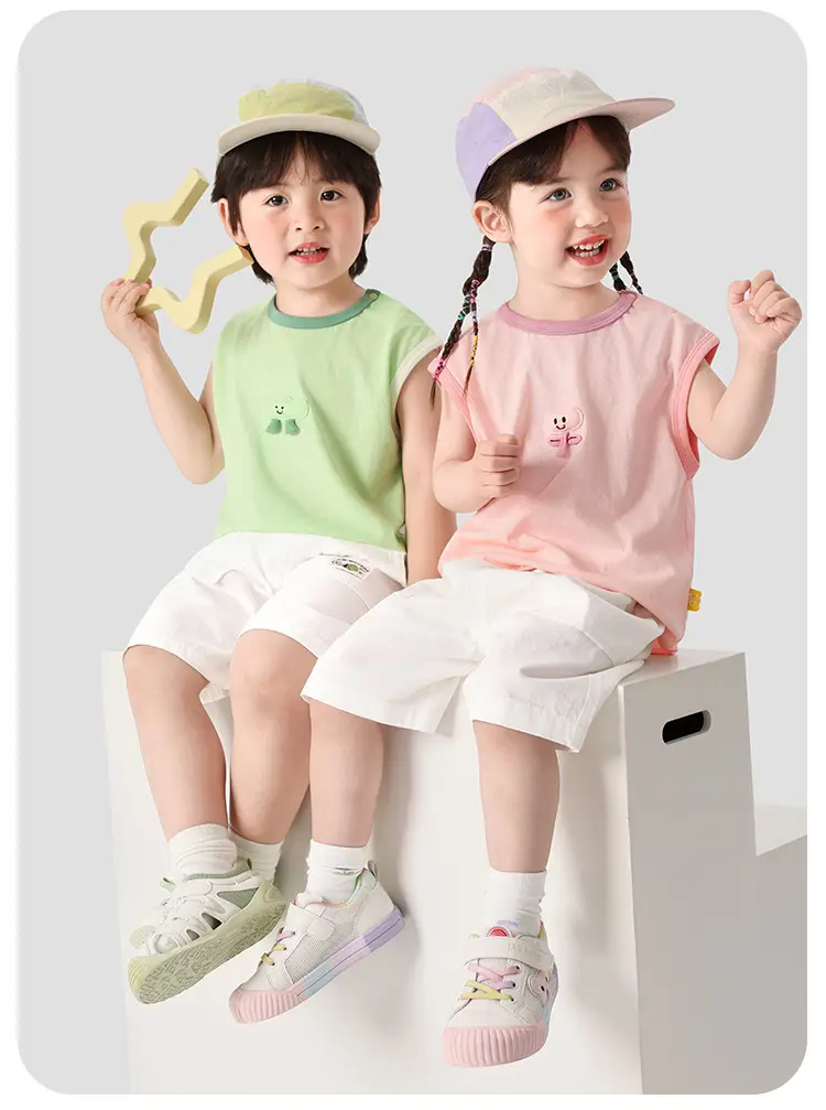 Kids White Mesh Sleeveless T-Shirt Baby Tops — feature 7