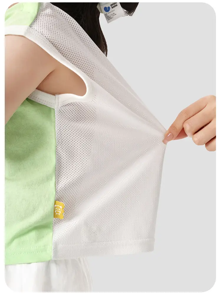 Kids White Mesh Sleeveless T-Shirt Baby Tops — feature 8