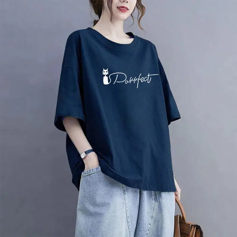 Extra Large Size 100kg Pure Cotton Short-Sleeved T-Shirt for Women 2026 Summer New Style Versatile Casual Fashion Age-Reducing Half-Sleeved Top