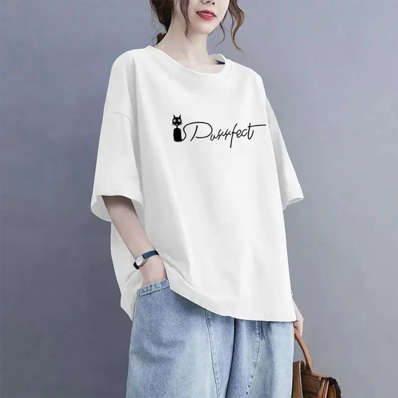 Extra Large Size 100kg Pure Cotton Short-Sleeved T-Shirt for Women 2026 Summer New Style Versatile Casual Fashion Age-Reducing Half-Sleeved Top