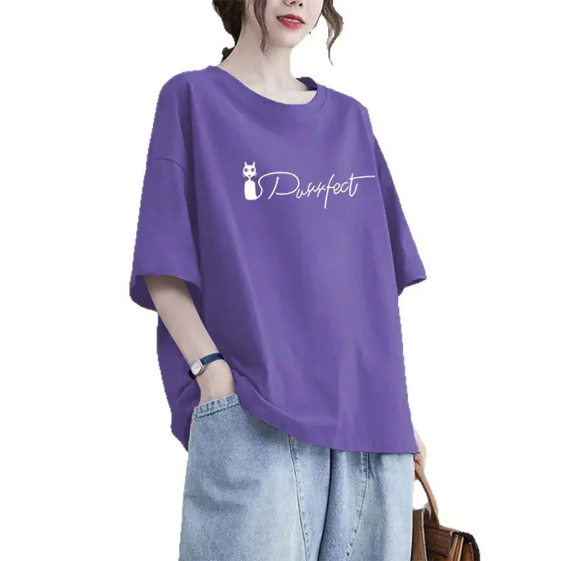 Extra Large Size 100kg Pure Cotton Short-Sleeved T-Shirt for Women 2026 Summer New Style Versatile Casual Fashion Age-Reducing Half-Sleeved Top