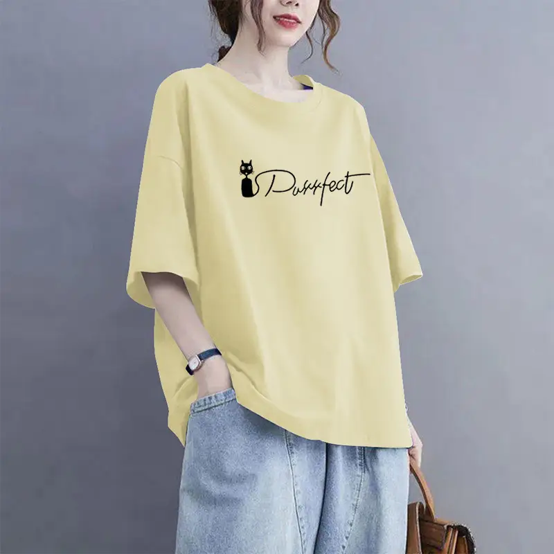 Extra Large Size 100kg Pure Cotton Short-Sleeved T-Shirt for Women 2026 Summer New Style Versatile Casual Fashion Age-Reducing Half-Sleeved Top