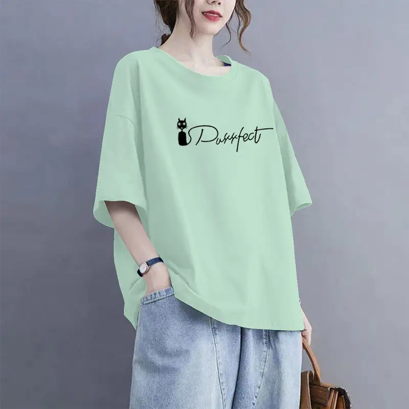 Extra Large Size 100kg Pure Cotton Short-Sleeved T-Shirt for Women 2026 Summer New Style Versatile Casual Fashion Age-Reducing Half-Sleeved Top