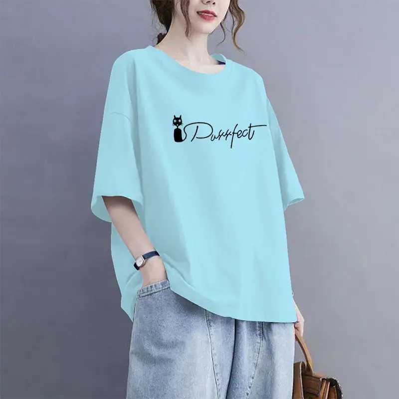 Extra Large Size 100kg Pure Cotton Short-Sleeved T-Shirt for Women 2026 Summer New Style Versatile Casual Fashion Age-Reducing Half-Sleeved Top