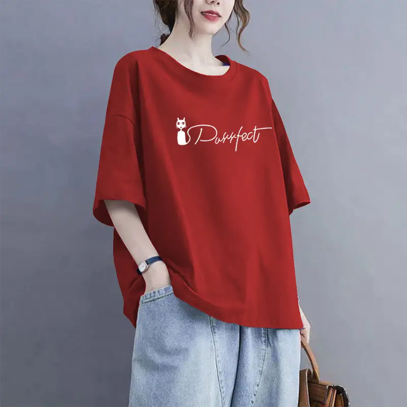 Extra Large Size 100kg Pure Cotton Short-Sleeved T-Shirt for Women 2026 Summer New Style Versatile Casual Fashion Age-Reducing Half-Sleeved Top