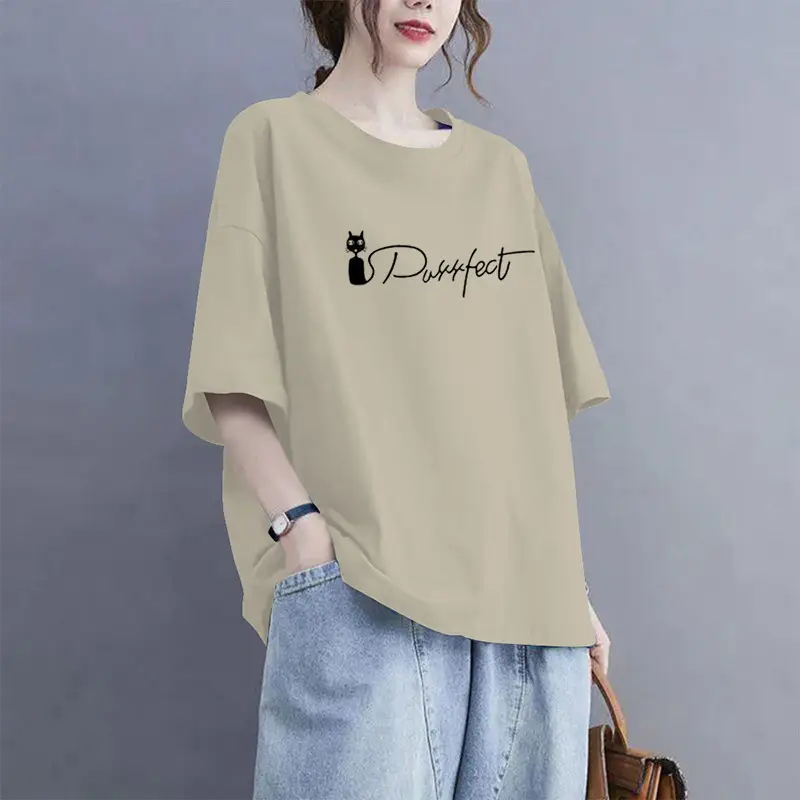Extra Large Size 100kg Pure Cotton Short-Sleeved T-Shirt for Women 2026 Summer New Style Versatile Casual Fashion Age-Reducing Half-Sleeved Top