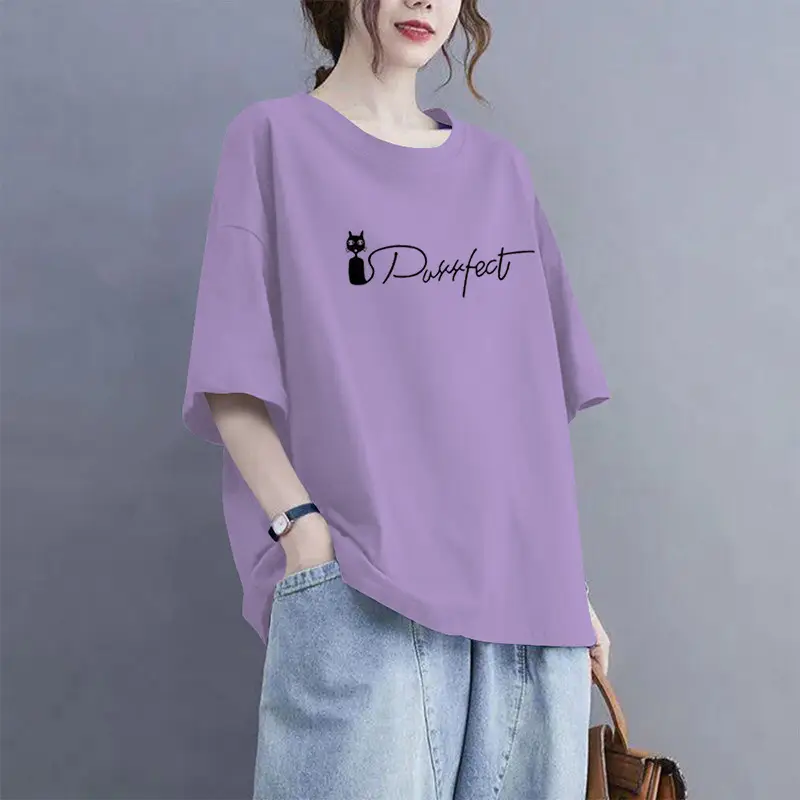 Extra Large Size 100kg Pure Cotton Short-Sleeved T-Shirt for Women 2026 Summer New Style Versatile Casual Fashion Age-Reducing Half-Sleeved Top