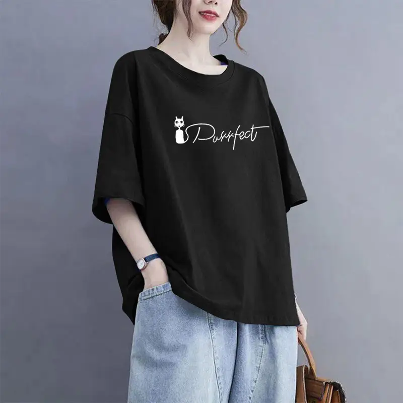 Extra Large Size 100kg Pure Cotton Short-Sleeved T-Shirt for Women 2026 Summer New Style Versatile Casual Fashion Age-Reducing Half-Sleeved Top