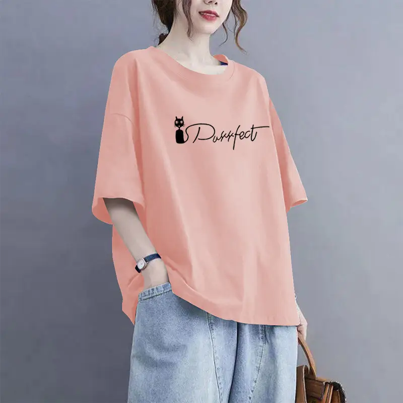 Extra Large Size 100kg Pure Cotton Short-Sleeved T-Shirt for Women 2026 Summer New Style Versatile Casual Fashion Age-Reducing Half-Sleeved Top