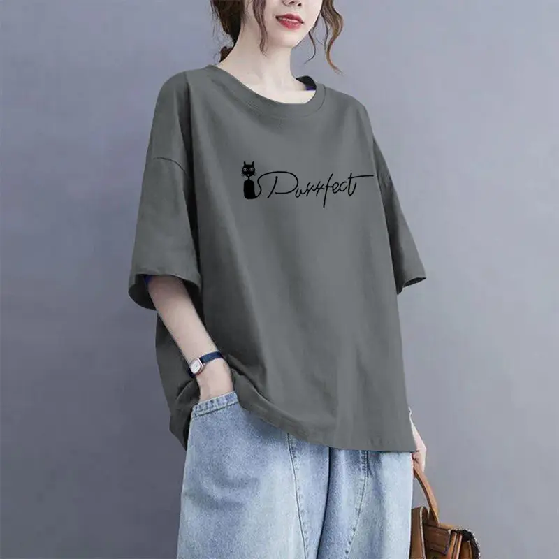 Extra Large Size 100kg Pure Cotton Short-Sleeved T-Shirt for Women 2026 Summer New Style Versatile Casual Fashion Age-Reducing Half-Sleeved Top