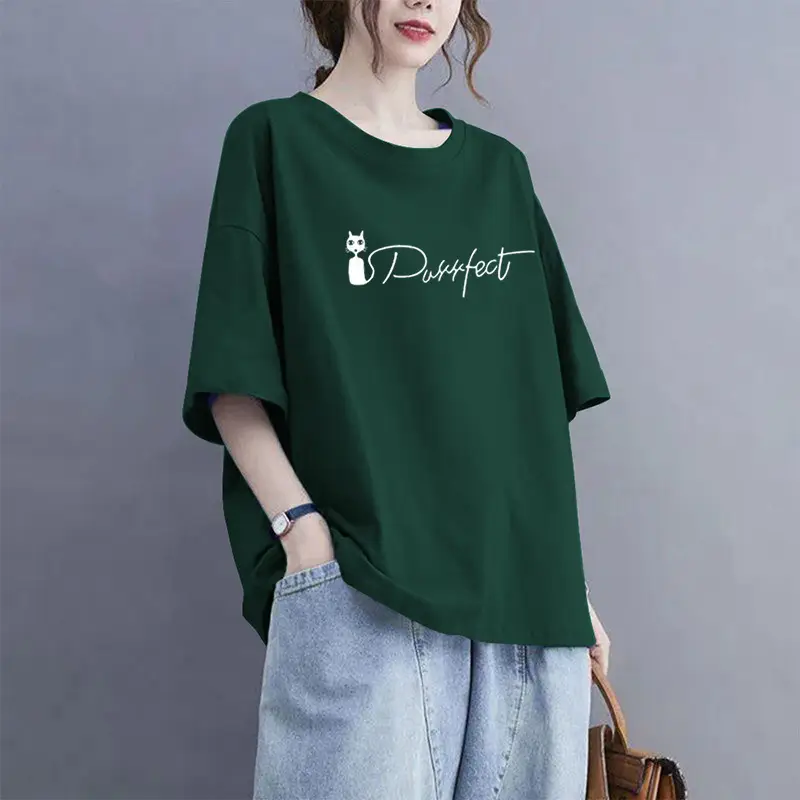 Extra Large Size 100kg Pure Cotton Short-Sleeved T-Shirt for Women 2026 Summer New Style Versatile Casual Fashion Age-Reducing Half-Sleeved Top