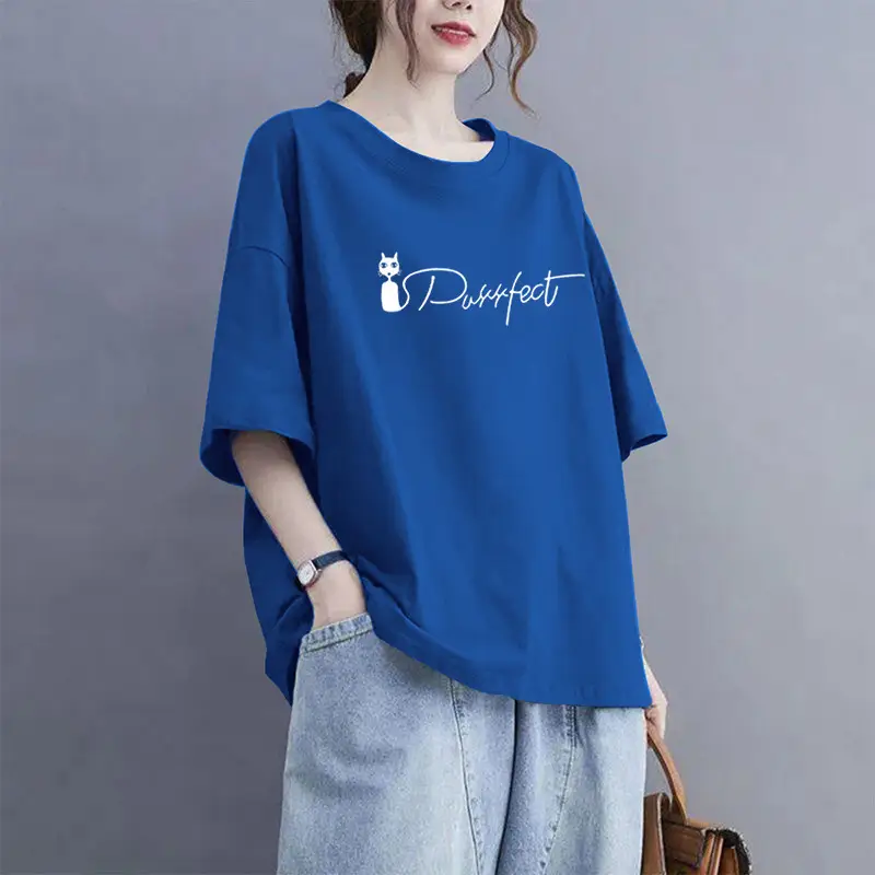 Extra Large Size 100kg Pure Cotton Short-Sleeved T-Shirt for Women 2026 Summer New Style Versatile Casual Fashion Age-Reducing Half-Sleeved Top