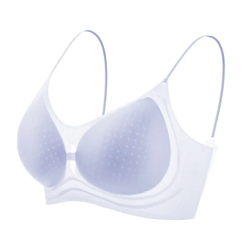 Seamless Jelly Glue Cool Soft Support Intimates Women's Soft Wire-Free Semi-Fixed Cup Breathable Vest Bra