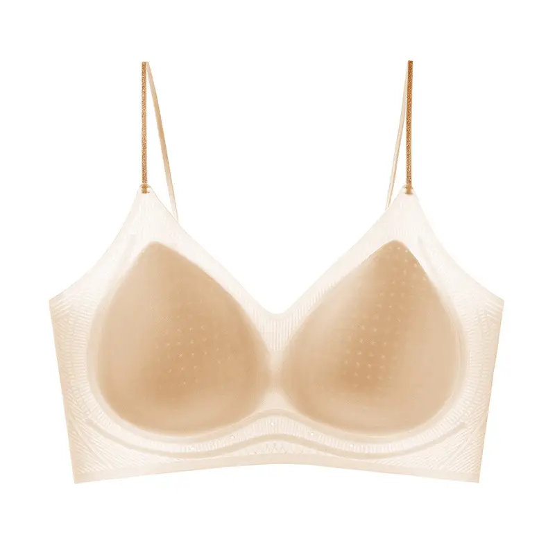 Seamless Jelly Glue Cool Soft Support Intimates Women's Soft Wire-Free Semi-Fixed Cup Breathable Vest Bra