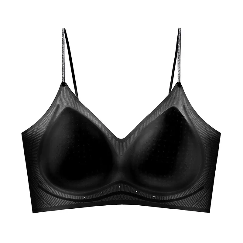 Seamless Jelly Glue Cool Soft Support Intimates Women's Soft Wire-Free Semi-Fixed Cup Breathable Vest Bra
