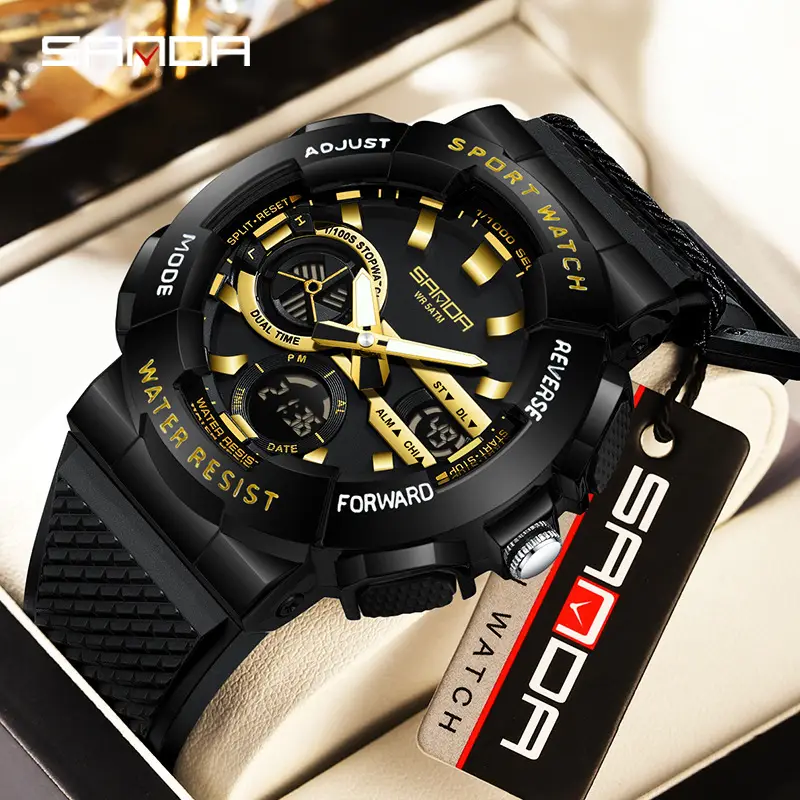 Sanda Large Dial Digital Waterproof Luminous Sports Watch for Men - Image 11
