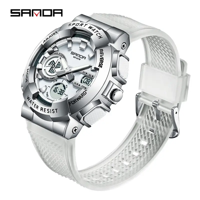Sanda Large Dial Digital Waterproof Luminous Sports Watch for Men - Image 4