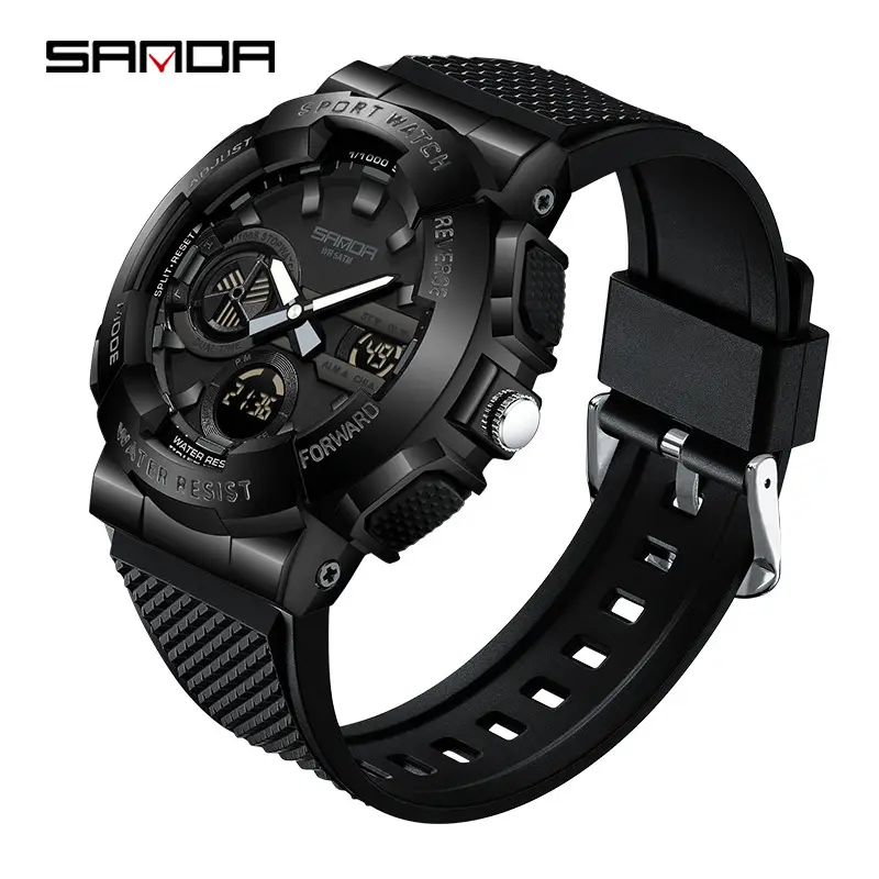 Sanda Large Dial Digital Waterproof Luminous Sports Watch for Men - Image 5