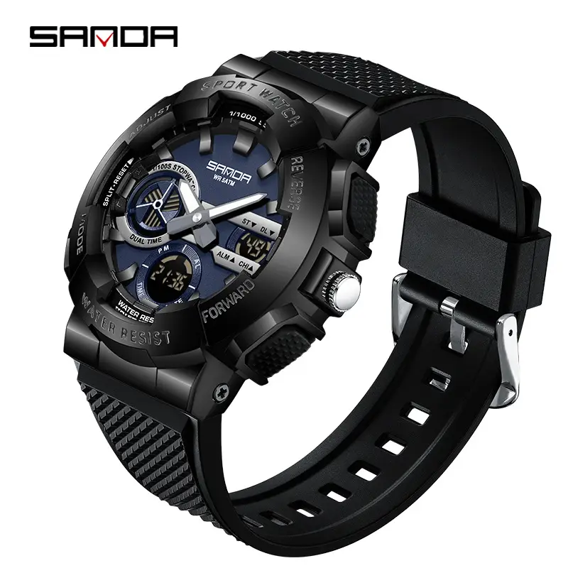 Sanda Large Dial Digital Waterproof Luminous Sports Watch for Men - Image 6