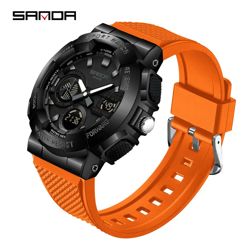 Sanda Large Dial Digital Waterproof Luminous Sports Watch for Men - Image 7