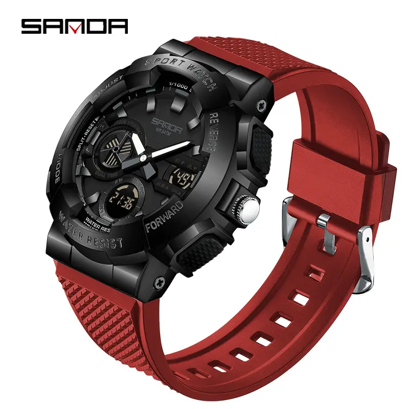 Sanda Large Dial Digital Waterproof Luminous Sports Watch for Men - Image 8