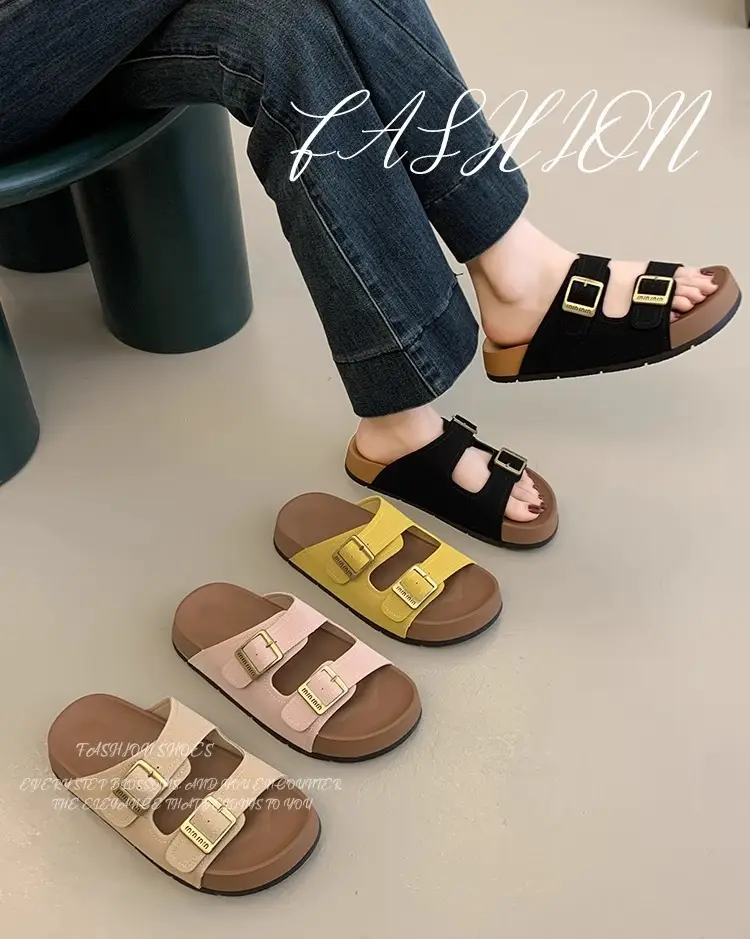 Beautiful Thick-Soled Birkenstock Shoes and Slippers for Women's Summer Outer Wear 2025 New Super Popular Versatile Casual Beach Slippers — feature 2