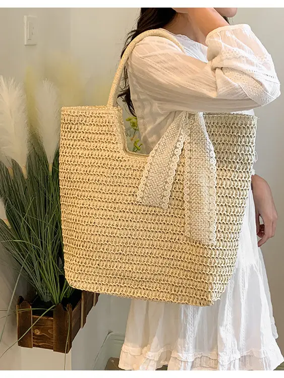 Hollow Straw Beach Bag Large Capacity Summer Casual Tote