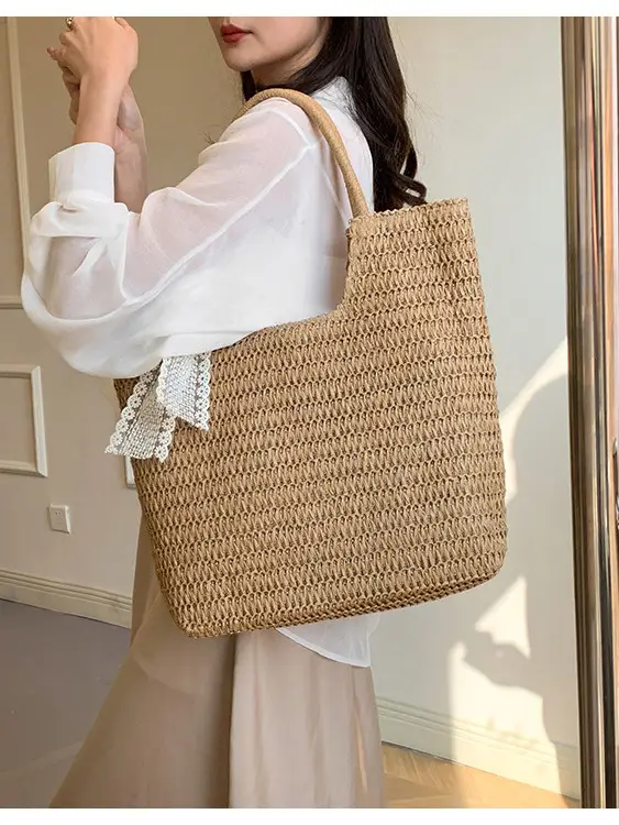Hollow Straw Beach Bag Large Capacity Summer Casual Tote
