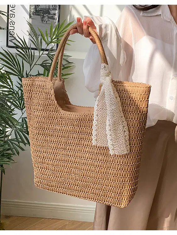 Hollow Straw Beach Bag Large Capacity Summer Casual Tote