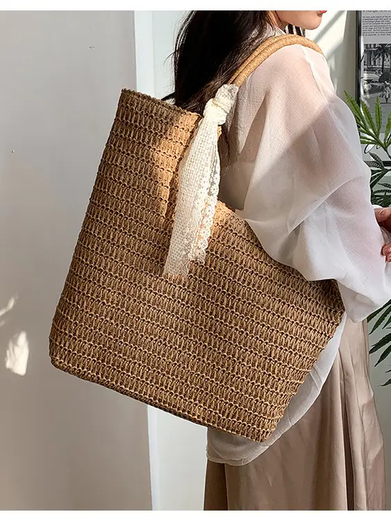 Hollow Straw Beach Bag Large Capacity Summer Casual Tote