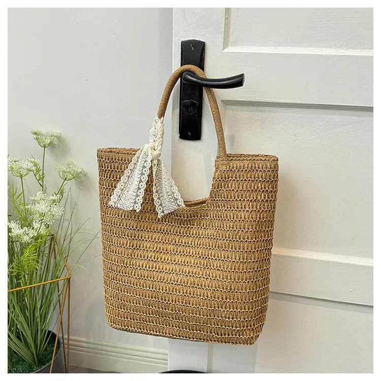 Hollow Straw Beach Bag Large Capacity Summer Casual Tote — feature 18