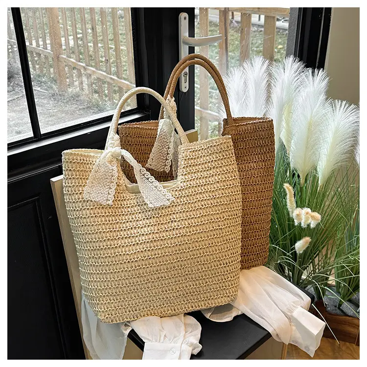 Hollow Straw Beach Bag Large Capacity Summer Casual Tote — feature 20