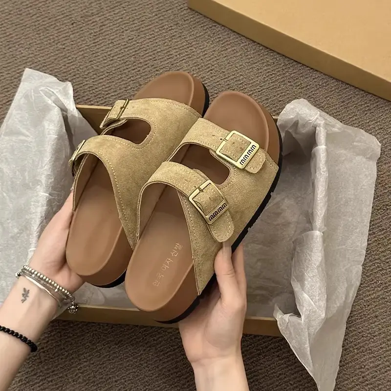 Platform Thick-Soled Slippers for Women's Summer Outer Wear Ins Trend 2025 New Retro with Skirt Heightening Birkenstock Sandals - Image 6