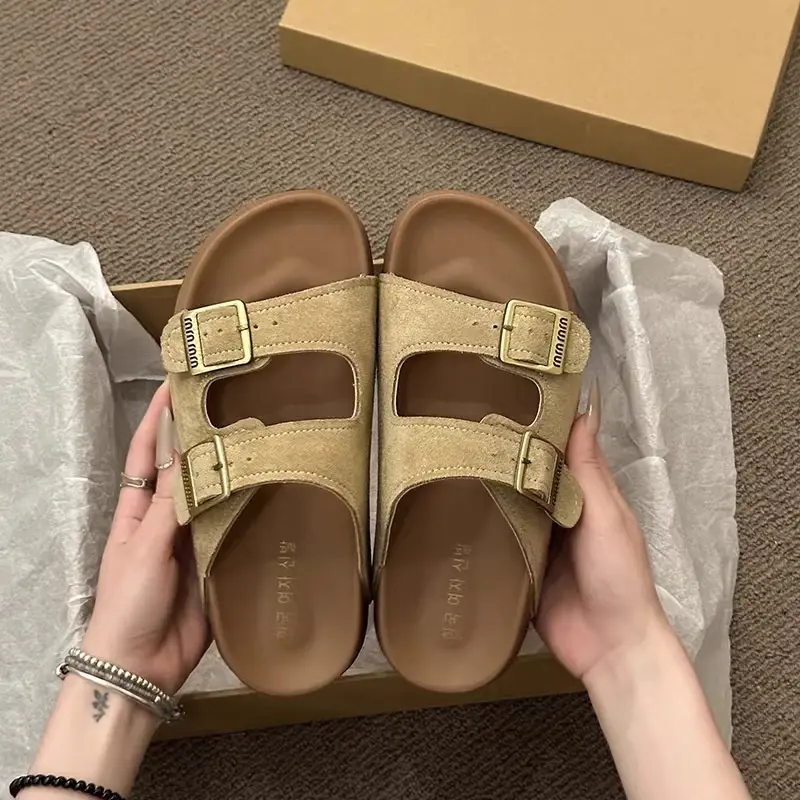 Platform Thick-Soled Slippers for Women's Summer Outer Wear Ins Trend 2025 New Retro with Skirt Heightening Birkenstock Sandals - Image 8