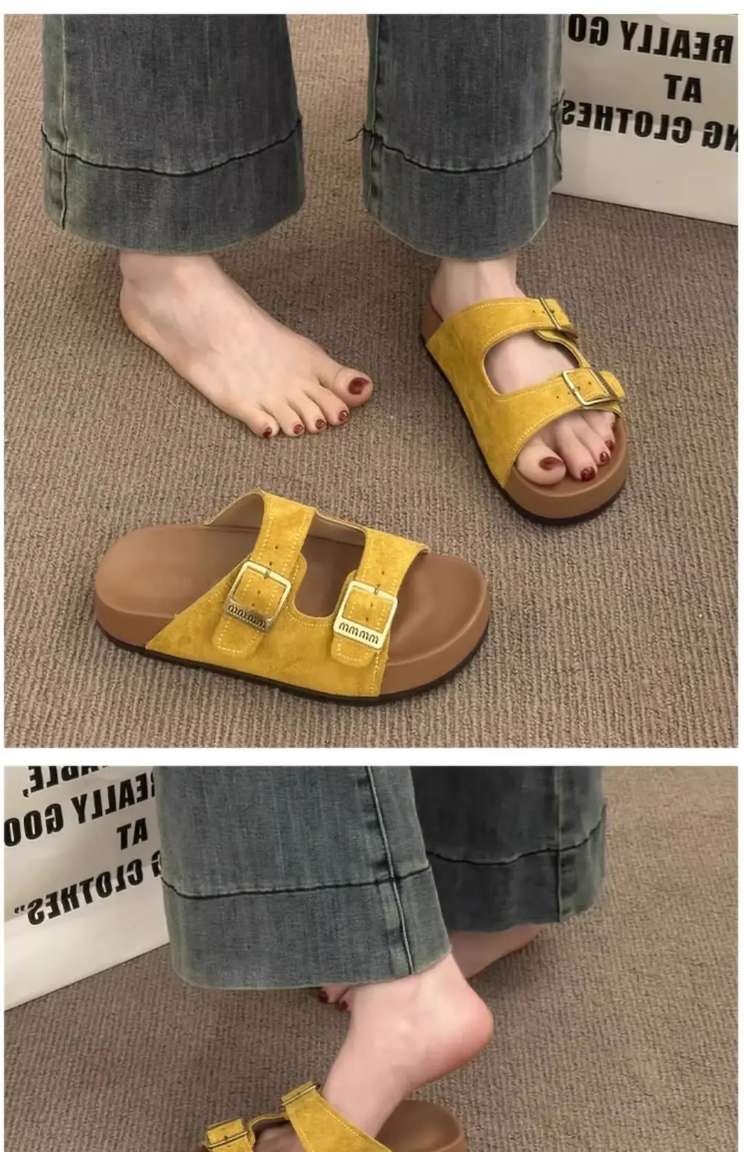 Platform Thick-Soled Slippers for Women's Summer Outer Wear Ins Trend 2025 New Retro with Skirt Heightening Birkenstock Sandals — feature 13