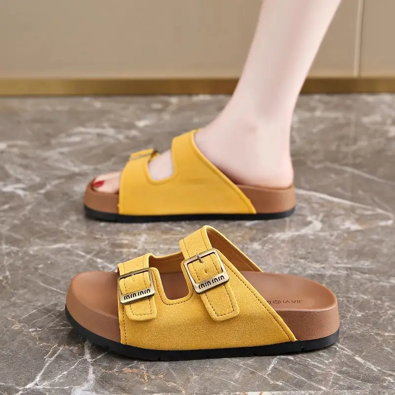 Genuine Leather Thick-Soled Birkenstock Shoes for Women 2025 New Sandals and Slippers for Women Summer Outer Wear Soft-Soled Beach Birkenstock Sandals - Image 5