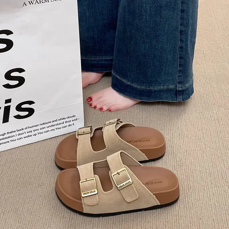 Genuine Leather Thick-Soled Birkenstock Shoes for Women 2025 New Sandals and Slippers for Women Summer Outer Wear Soft-Soled Beach Birkenstock Sandals - Image 6
