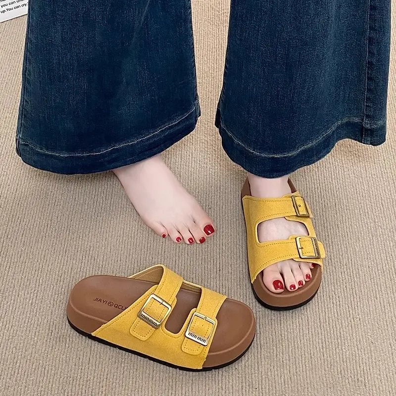 Genuine Leather Thick-Soled Birkenstock Shoes for Women 2025 New Sandals and Slippers for Women Summer Outer Wear Soft-Soled Beach Birkenstock Sandals - Image 7