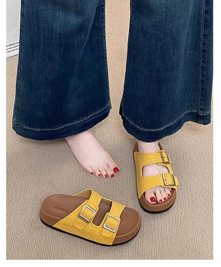Genuine Leather Thick-Soled Birkenstock Shoes for Women 2025 New Sandals and Slippers for Women Summer Outer Wear Soft-Soled Beach Birkenstock Sandals — feature 10