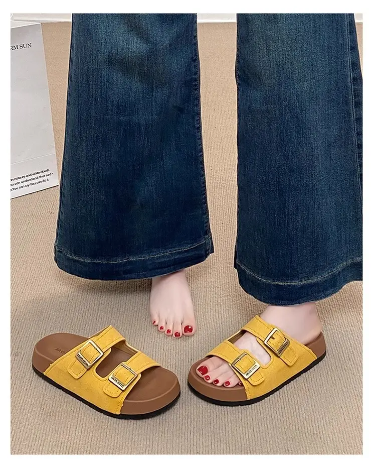 Genuine Leather Thick-Soled Birkenstock Shoes for Women 2025 New Sandals and Slippers for Women Summer Outer Wear Soft-Soled Beach Birkenstock Sandals — feature 11