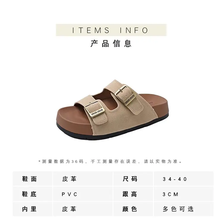 Genuine Leather Thick-Soled Birkenstock Shoes for Women 2025 New Sandals and Slippers for Women Summer Outer Wear Soft-Soled Beach Birkenstock Sandals — feature 7