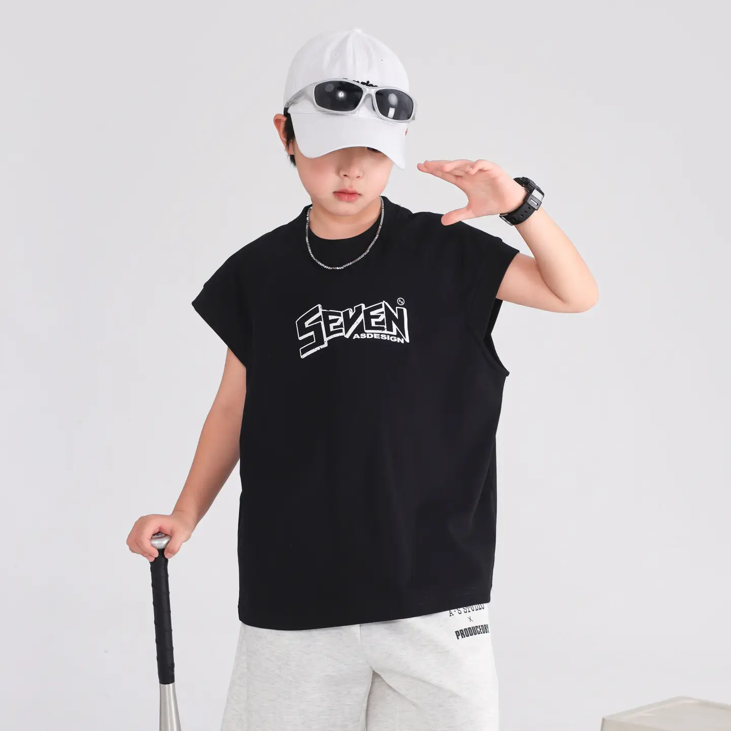 Boys Sleeveless Pure Cotton Vest T-Shirt White 2026 - Image 4
