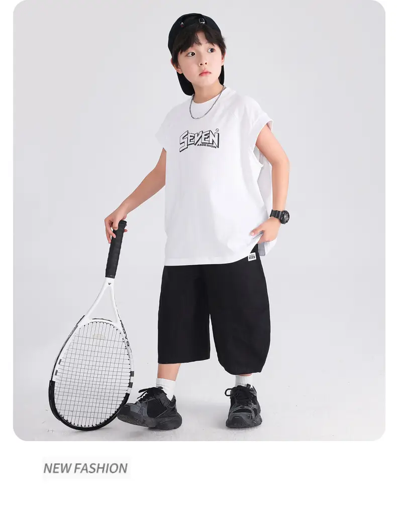 Boys Sleeveless Pure Cotton Vest T-Shirt White 2026 — feature 10