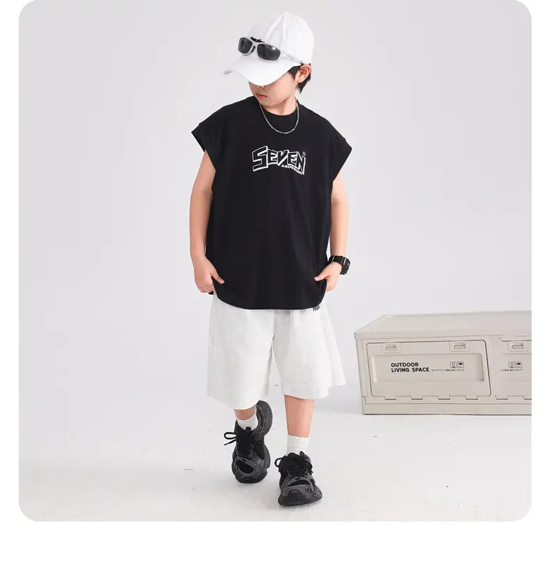 Boys Sleeveless Pure Cotton Vest T-Shirt White 2026 — feature 16