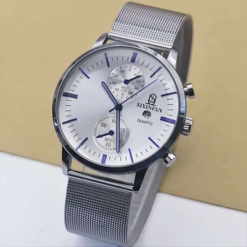 Men's Mechanical Quartz Watch with Stainless Steel Band